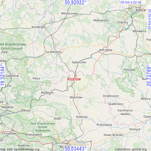 Kozłów on map