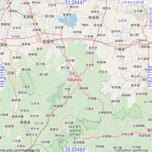 Yalukou on map