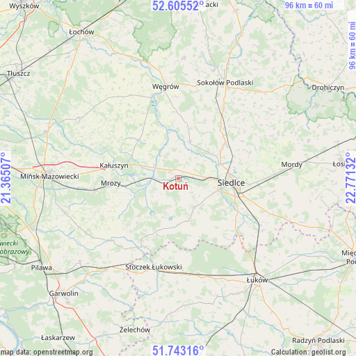 Kotuń on map