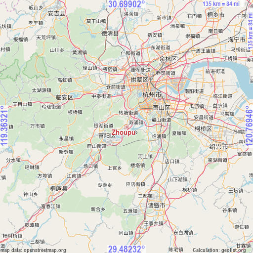 Zhoupu on map