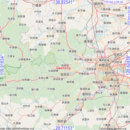 Gaohong on map