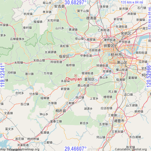 Chunjian on map