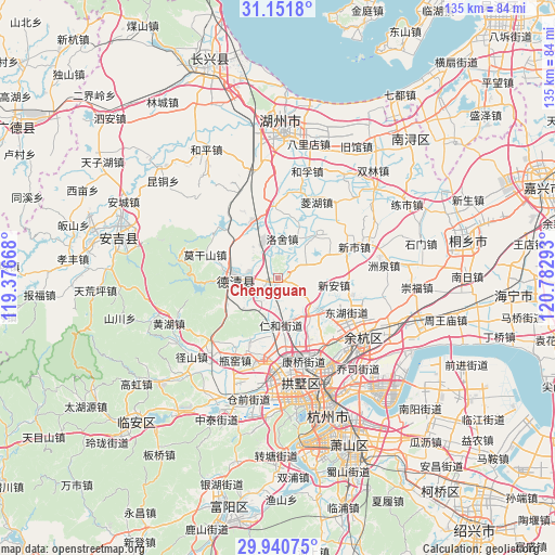 Chengguan on map