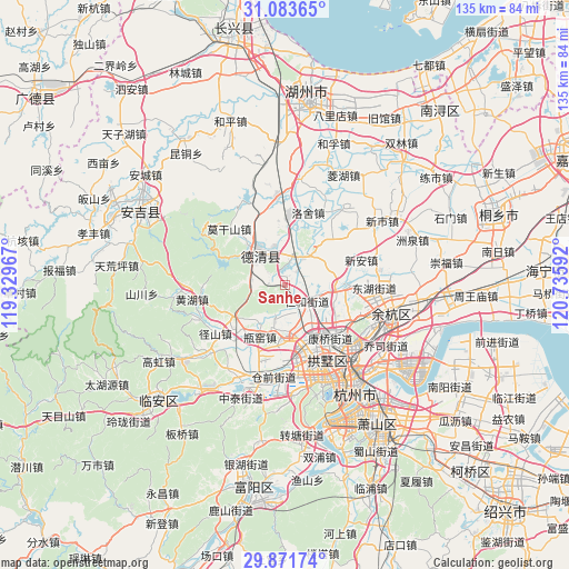 Sanhe on map