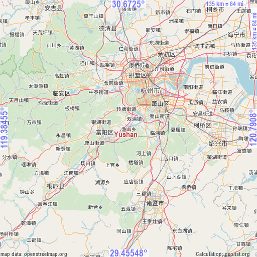 Yushan on map