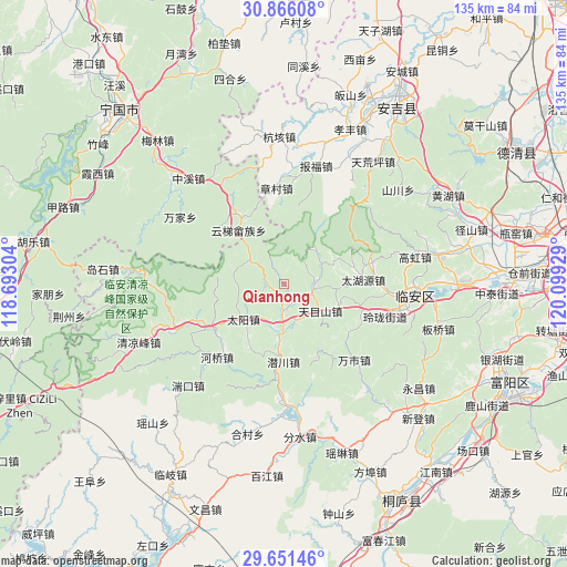 Qianhong on map