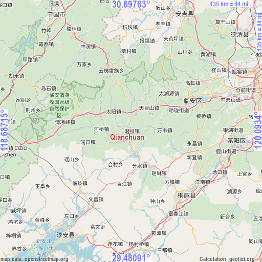 Qianchuan on map