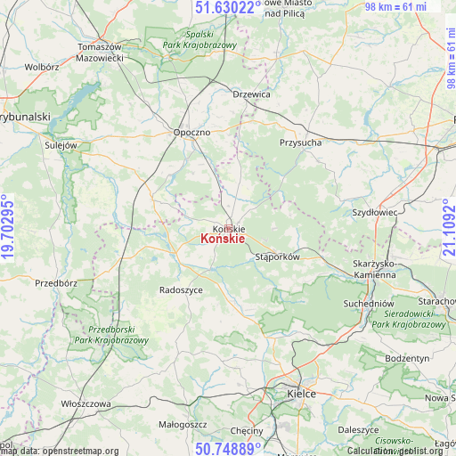 Końskie on map