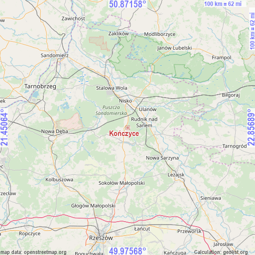 Kończyce on map