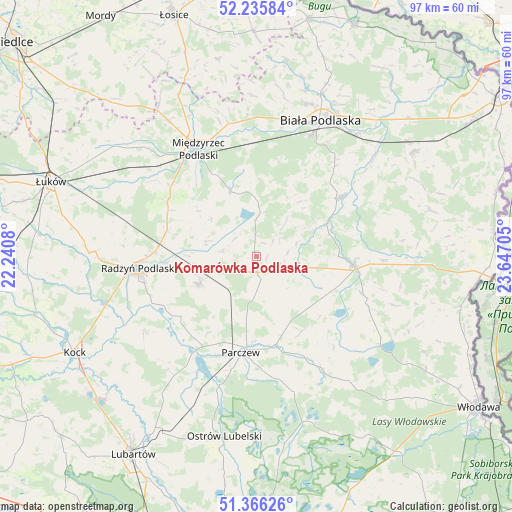 Komarówka Podlaska on map