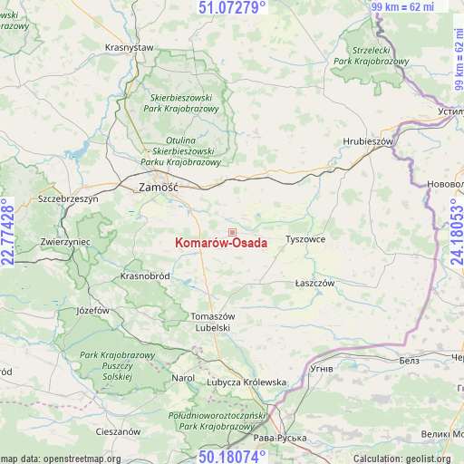 Komarów-Osada on map