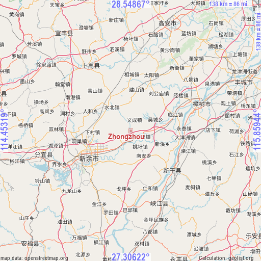 Zhongzhou on map