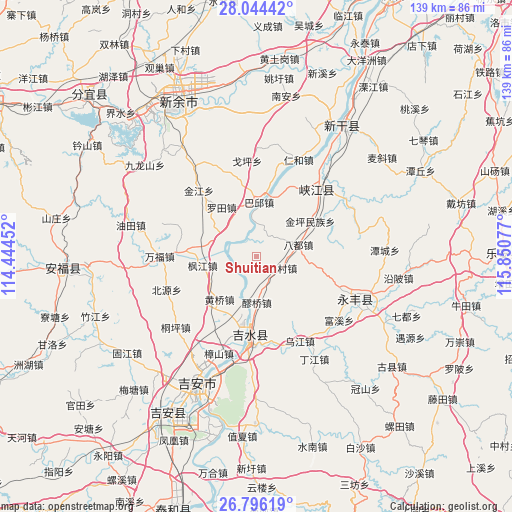 Shuitian on map