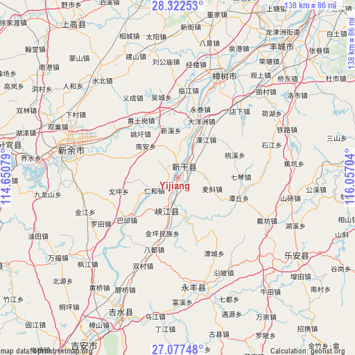 Yijiang on map