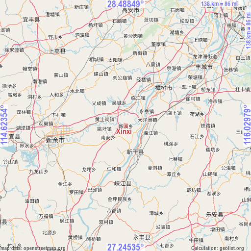 Xinxi on map