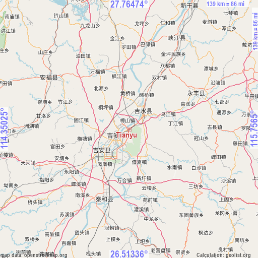 Tianyu on map