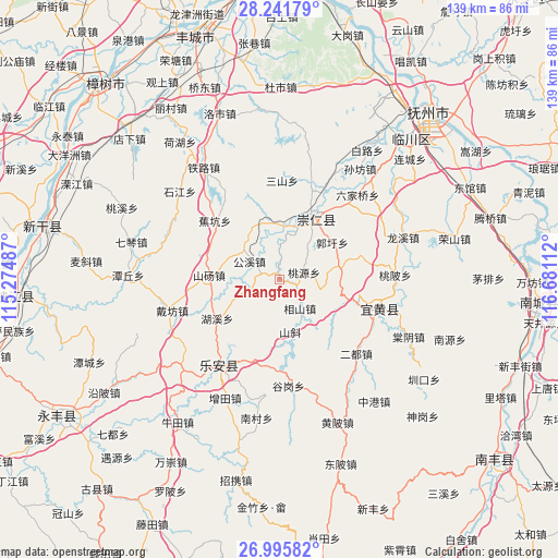 Zhangfang on map