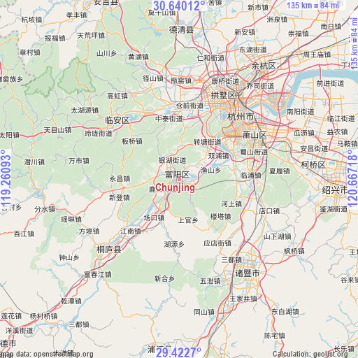 Chunjing on map