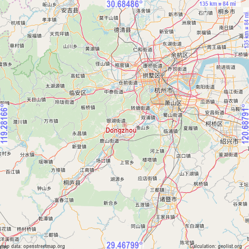 Dongzhou on map