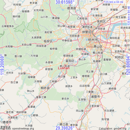 Lushan on map