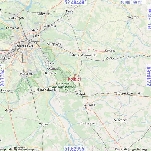 Kołbiel on map