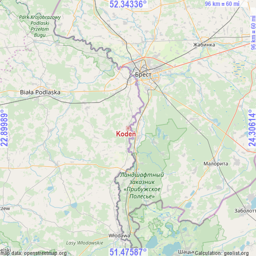 Kodeń on map