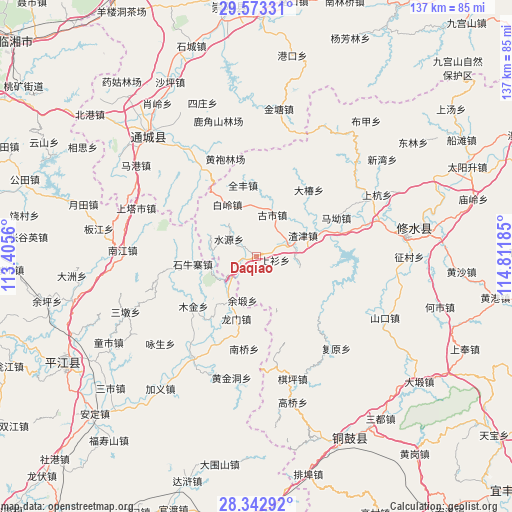 Daqiao on map