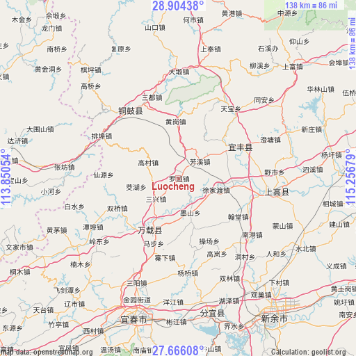 Luocheng on map