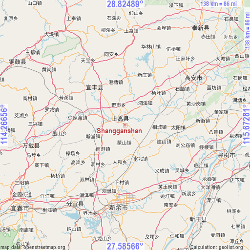 Shangganshan on map