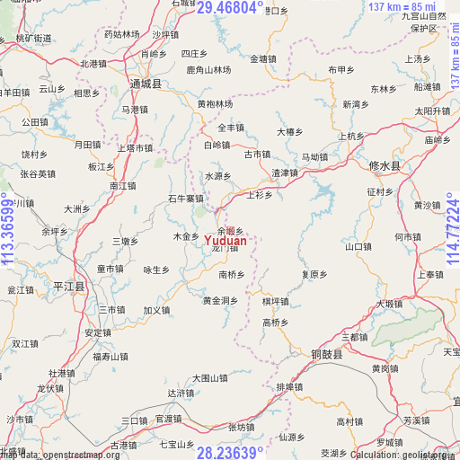 Yuduan on map