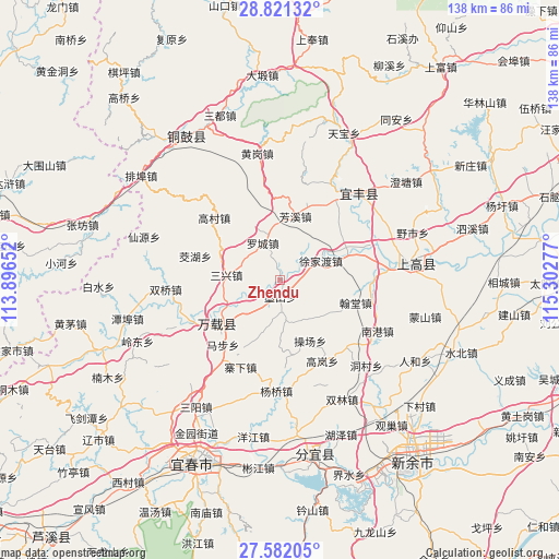 Zhendu on map