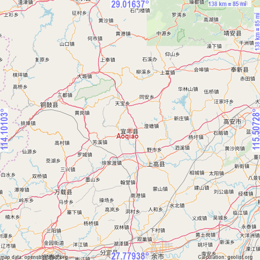 Aoqiao on map