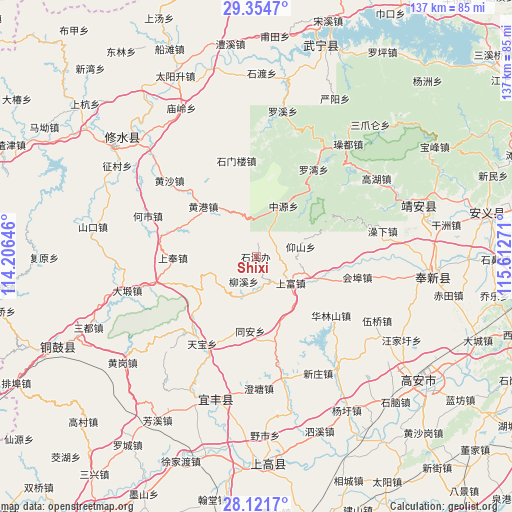 Shixi on map