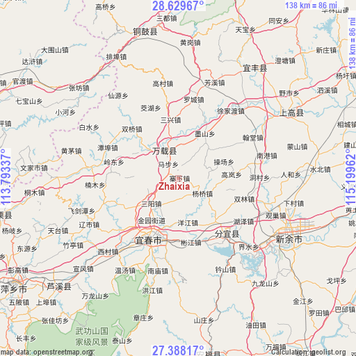 Zhaixia on map