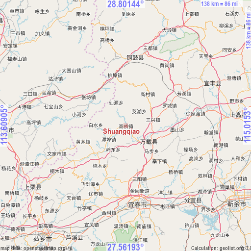 Shuangqiao on map