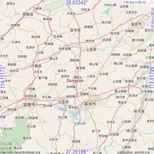 Dongcun on map