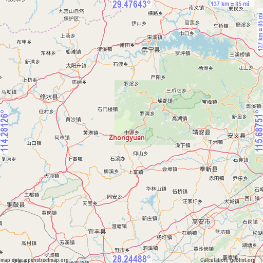 Zhongyuan on map