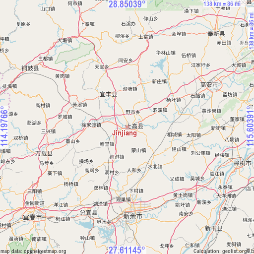 Jinjiang on map