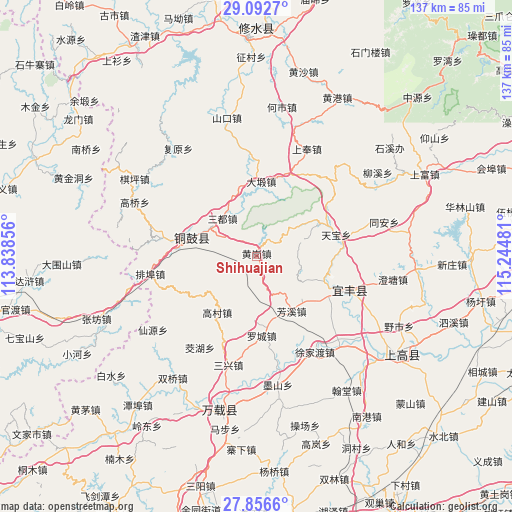 Shihuajian on map