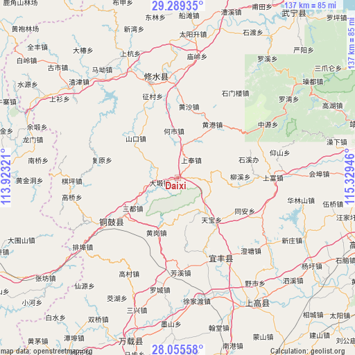 Daixi on map