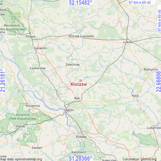 Kłoczew on map