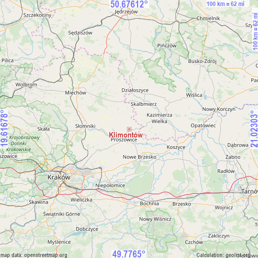 Klimontów on map