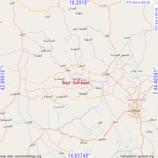 Bayt ‘Adhāqah on map