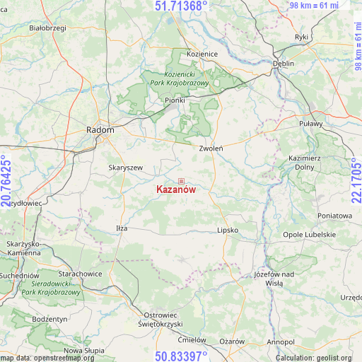 Kazanów on map