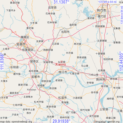 Xiannü on map