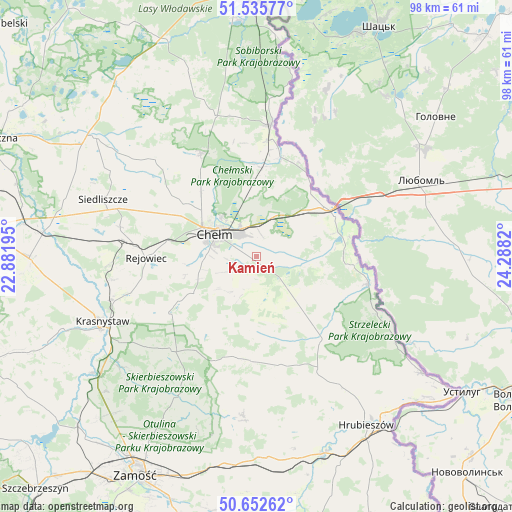 Kamień on map