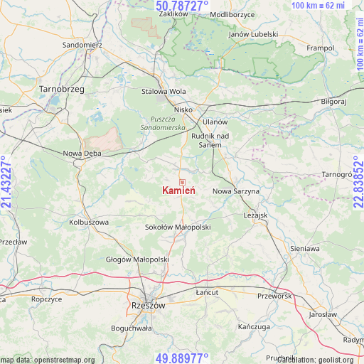 Kamień on map