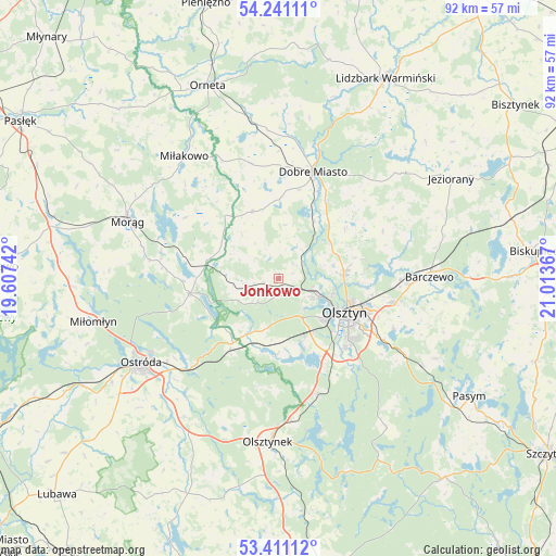 Jonkowo on map