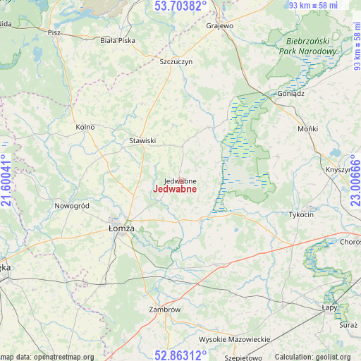 Jedwabne on map