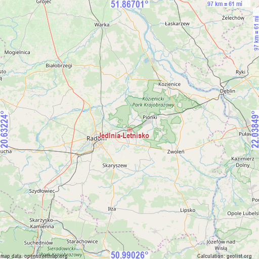 Jedlnia-Letnisko on map
